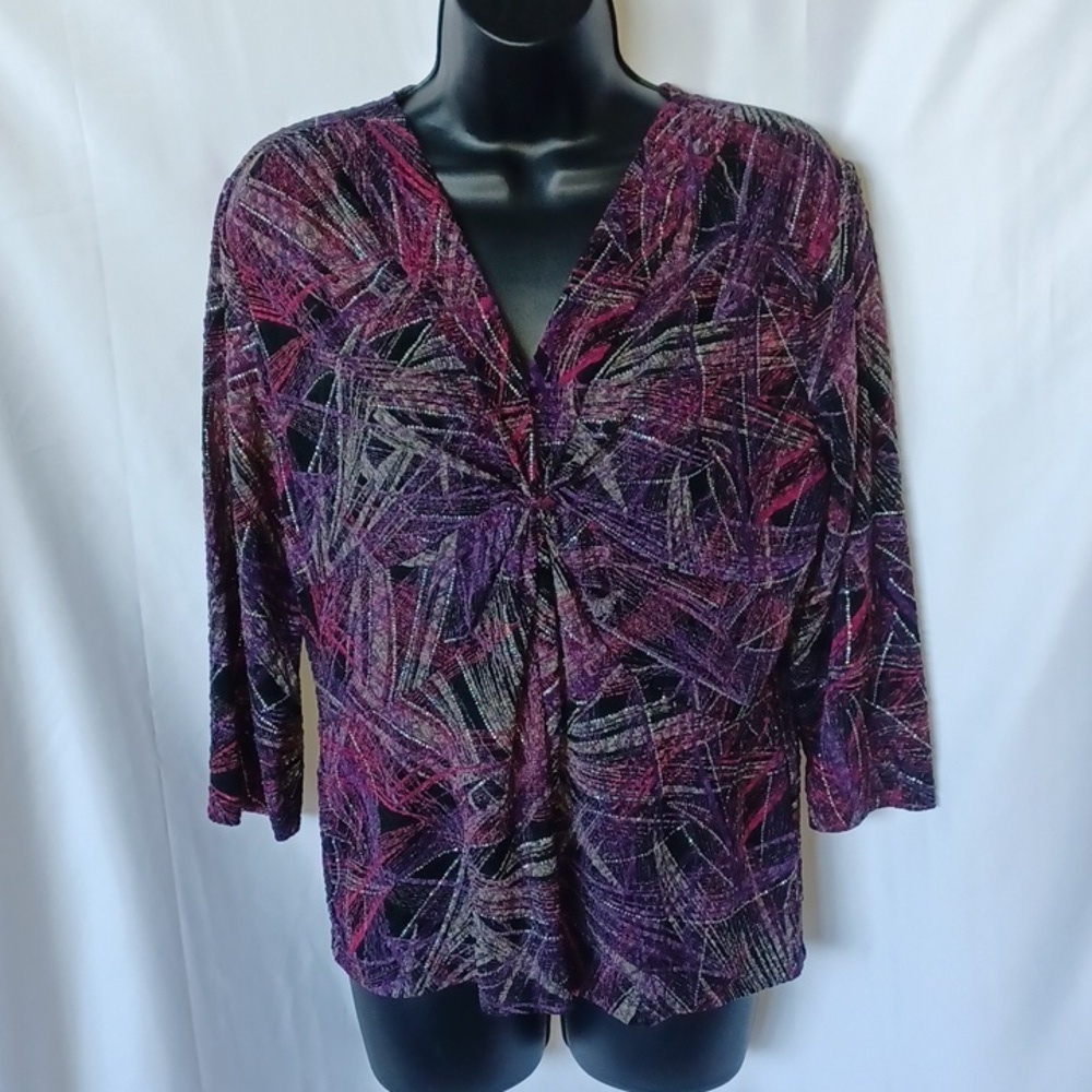 NWT Laura Ashley Trip Ready Size PM Wine To Riches Blouse, 20” PTP, 25” L